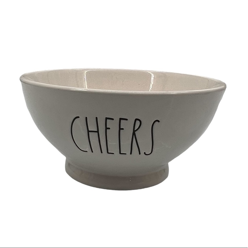 Rae Dunn CHEERS Ceramic Cereal Snack Food Decorative Party Bowl